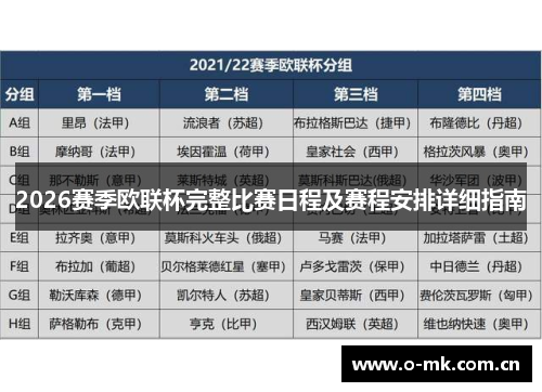 2026赛季欧联杯完整比赛日程及赛程安排详细指南